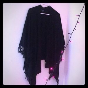 Black open poncho
